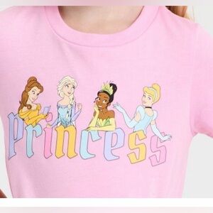 NWT: Disney Pink Princess Graphic Tee with Belle, Elsa, Tiana & Cinderella